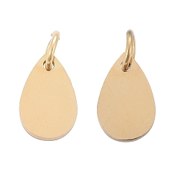 Золотой Ионное покрытие (ip) 304 брелоки для штамповки из нержавеющей стали, с целью перехода в кольце, зеркальная полировка, очарование слезы, золотые, 11x7x1 мм, отверстие : 3.5 мм