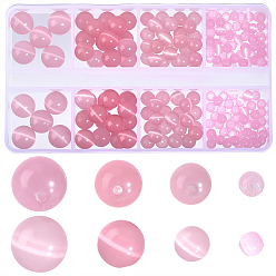 Pink 190 шт. 4 стили бусины кошачий глаз, два тона, круглые, розовые, 4~10x3~10 мм, отверстие : 0.8~1.2 мм