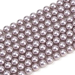 Сливовый Матовые бусы пряди стекла жемчуг, круглые, слива, 8 мм, отверстие : 0.7 мм, около 51~52 шт / нитка, 15.94~16.02'' (40.5~40.7 см)