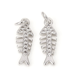 Платина Латунные микро проложить кубического циркония прелести, с прыжковых колец, елочка, прозрачные, платина, 14.7x4.7x1.6 мм, кольца прыжок: 4x0.8 мм, 2 мм внутренним диаметром