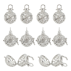 Platine Pendentifs en laiton, pour la fabrication de collier pendentif boule carillon, ronde, platine, 36mm, 29x27x23mm, Trou: 6x6mm, diamètre intérieur: 18 mm, 10 pcs