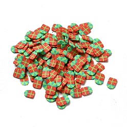 Autres Thème de noël cabochons en pâte polymère faits à la main, Tranches de pâte polymère pour nail art et coques de téléphone, modèle de boîte cadeau, 5~7x4~6x0.6mm, environ48000 pcs / 1000 g