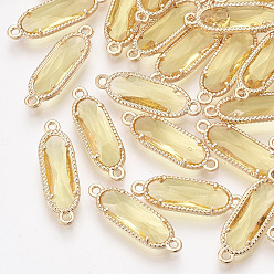 Золотистый Стеклянные ссылки, с позолоченными элементами из экологически чистого сплава, граненые, овальные, золотые, 21x7x3 мм, отверстие : 1.2 мм