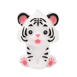 Tiger Animals Theme Silicone Beads, Focal Beads, Black, Tiger, 29x21x15mm, Hole: 2mm