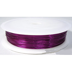 Purple Round Copper Jewelry Wire, Nickel Free, Purple, 32 Gauge, 0.2mm, about 114.82 Feet(35m)/roll
