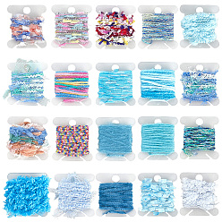 (52) Непрозрачная лаванда 20 наборы 20 стили хлопковой и полиэстерной кружевной ленты, кружевная лента макраме, разноцветные, 1~40 мм, 1 комплект / стиль