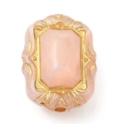 Легкий Лосось Покрытие акриловыми шариками, золотой металл обвитыми, прямоугольные, светлый померанцевый, 18x13x8.5 мм, отверстие : 1.6 мм, Около 515 шт / 500 г