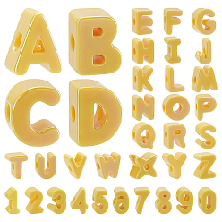 Mixed Shapes Непрозрачные акриловые бусины, число и буква, желтые, разнообразные, 18~23.5x11~20x13.5~14 мм, отверстие : 6 мм
