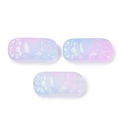 Светло-Синий Подвески из прозрачного стекла, окрашенные распылением, звенья изогнутого прямоугольника, голубой, 25x12x6.5 мм, отверстие : 1.4 мм