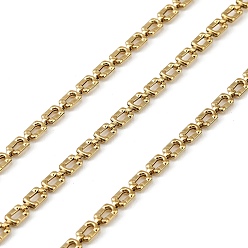 Настоящее золото 18K 304 Полужесткие прямоугольные цепочки из нержавеющей стали, ионное покрытие (ip), пайки, с катушкой, реальный 18 k позолоченный, 6x3x1.5 мм