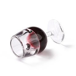 Clear Transparent Resin Pendants, Red Wine Glass/Goblet Charm , Clear, 38x20.5mm, Hole: 3mm