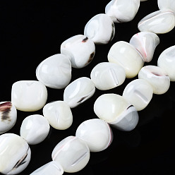 Seashell Color Natural Trochid Shell/Trochus Shell Beads Strands, Nuggets, Bleach, Seashell Color, 4~12x7~9x4~8mm, Hole: 0.7mm, about 50~54pcs/strand, 15.35 inch(39cm)