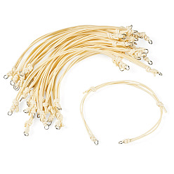 Soie De Maïs 20Pièces de cordon en polyester ciré pour la fabrication de bracelets, avec 304 anneaux en acier inoxydable, couleur inox, cornsilk, 10.55 pouce (26.8 cm)