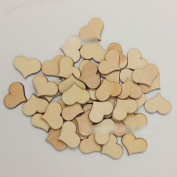 PapayaWhip Unfinished Wood Heart Shape Discs Slices, Wood Pieces for DIY Embellishment Crafts, PapayaWhip, 1.65x0.3cm, 100pcs/bag