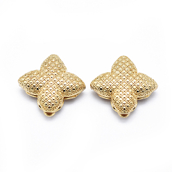 Golden Rack Plating Brass Beads, Cadmium Free & Lead Free, Long-Lasting Plated, Hollow, Clover, Golden, 16x17x6mm, Hole: 1.2mm