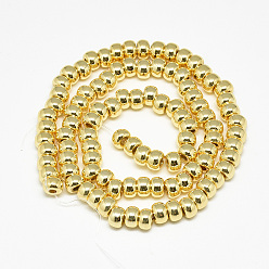 Golden Plated Electroplate Non-magnetic Synthetic Hematite Beads Strands, Rondelle, Golden Plated, 6x4mm, Hole: 2mm, about 97pcs/strand, 15.7 inch
