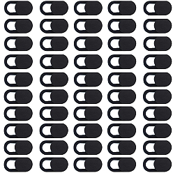 Black 50Pcs ABS Plastic Self-Adhesive Webcam Covers, Slide Camera Blockers For Mobile Phone Computer Laptop, Oval, Black, 17x9x1mm