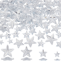 Прозрачный 100 кабошоны из акрилового хрусталя шт., звезда, плоский зад, прозрачные, 5~11.5x5.5~12x1~3 мм