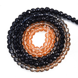 Sandy Brown Transparent Glass Beads Strands, Segmented Multi-color Beads, Faceted Round, Sandy Brown, 3mm, Hole: 0.7mm, about 136~139pcs/strand, 14.53 inch~14.84 inch(36.9~37.7cm)