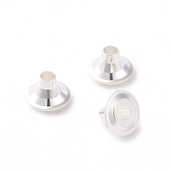 925 Sterling Silver Plated Brass Beads, Long-Lasting Plated, Circular Cone, 925 Sterling Silver Plated, 6x4mm, Hole: 1mm