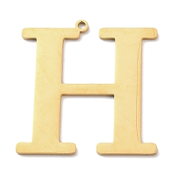 Letter H 304 подвески из нержавеющей стали, буквы, реальный 18 k позолоченный, ионное покрытие (ip), Письмо ч, 39.5x37.5x1.4 мм, отверстие : 2 мм