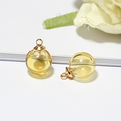 Светло-хаки Стеклянные подвески с эфирным маслом, с золотистой петлей, круглые, светлый хаки, 8 мм