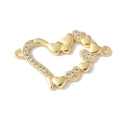 Прозрачный Подвески-сердечки с микропаве из латуни и кубическим цирконием, реальный 18 k позолоченный, долговечный, без кадмия и без свинца, стойки покрытие, прозрачные, 16x27x2 мм, отверстие : 1.4 мм