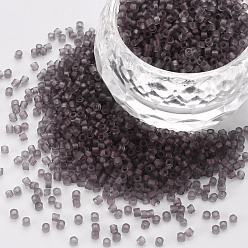 Rosy Brown Glass Cylinder Beads, Seed Beads, Transparent Frosted Colours, Round Hole, Rosy Brown, 1.5~2x1~2mm, Hole: 0.8mm, about 8000pcs/bag, about 1pound/bag