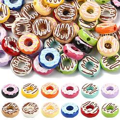 Couleur Mélangete Peinture à cuire perles acryliques apaque, dount, couleur mixte, 15.5x6mm, Trou: 3mm