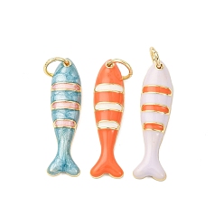 (52) Непрозрачная лаванда Латунные подвески, рыба, с эмалью, реальный 18 k позолоченный, без кадмия и без свинца, стойки покрытие, долговечный, с целью перехода в кольце, разноцветные, 24x6.5x3 мм, отверстие : 3.2 мм