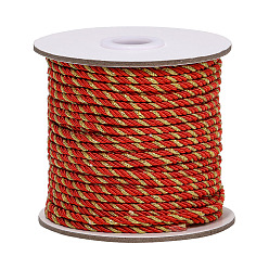 Rot Polyesterkorde, mailand schnüre / verdrillte schnüre, 3 -ply, rot, 3 mm, ca. 35 m / Rolle