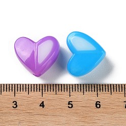 Mixed Color Two Tone Opaque Acrylic Beads, Imitation Jelly, Heart, Mixed Color, 14x16.5x9.5mm, Hole: 2.8mm, about 349pcs/500g