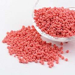 Светло-Коралловый 8/0 3мм стеклянные бусины с покрытием из запекаемой краски, свободные разделительные бусины, свет коралловый, 3 мм, отверстие : 1 мм, Около 962 шт / 50 г