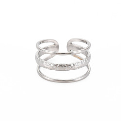 Нержавеющая Сталь Цвет Не тускнеет 304 кольцо-манжета из нержавеющей стали с тройной линией для женщин, цвет нержавеющей стали, размер США 6 3/4 (17.1 мм)