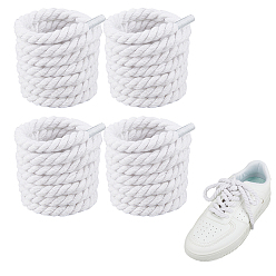 Белый 4 пары хлопковых шнурков, украшения для обуви, белые, 1125~1200x8 мм