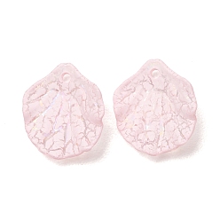Pink Акриловые подвески с запекаемой краской, uv покрытие, лист прелести, розовые, 19x17x2 мм, отверстие : 1.6 мм