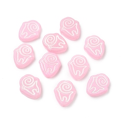 Pink Бусины лэмпворк , руны, с эмалью, розовые, 19.5~20x17x5~5.5 мм, отверстие : 1.2 мм