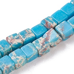 Темно-Голубой Синтетические имперские нитки из бисера яшмы, окрашенные, кубические, глубокое синее небо, 4.5x4.5x4.5 мм, отверстие : 0.8 мм, около 84~85 шт / нитка, 14.9 дюйм ~ 15.3 дюйм (38~39 см)