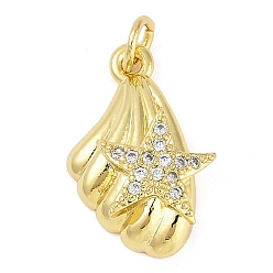 Shell Shape Стойка металлическая латунная микропрофилированная кубическая циркония подвески, долговечный, без кадмия и без свинца, реальный 18 k позолоченный, формы раковины, 18.5x12.5x5 мм