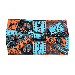 Голубой Повязка на голову из ткани бохо-ткань с широким узлом, повязка на голову для йоги, эластичная повязка на голову для женщин и девочек, голубой, 250x145 мм