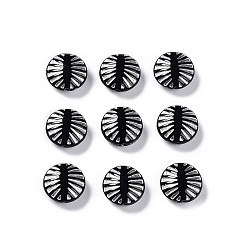 Black Plating Opaque Acrylic Beads, Metal Enlaced, Flat Round, Black, 12.5x5.5mm, Hole: 1.5mm, about 1070pcs/500g