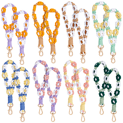 (52) Непрозрачная лаванда 16шт. 8 стили брелоки в виде цветов из цинкового сплава и полиэстера, золотые, разноцветные, 200~225x20~21 мм, 2 шт / стиль