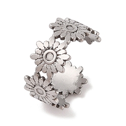 Нержавеющая Сталь Цвет Не тускнеет 304 открытые манжеты из нержавеющей стали для женщин, цветок, цвет нержавеющей стали, 9 мм, регулируемый