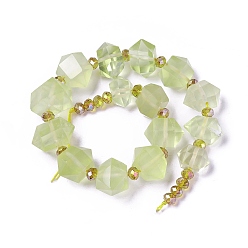 Lemon Quartz Natural Lemon Quartz Beads Strands, Faceted, Polygon, with Rondelle Glass Beads, 17~40x12~20mm, Hole: 1.8mm, about 15pcs/strand, 14.56~15.35 inch