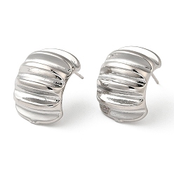 Платина Прямоугольные серьги-гвоздики из латуни с покрытием стойки для женщин, без свинца и без кадмия, долговечный, платина, 21x14 мм