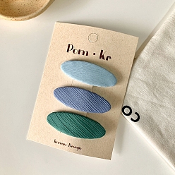 Васильковый Заколки для волос с тканевой защелкой, овальные, васильковый, 57x20 мм, 3 шт / комплект