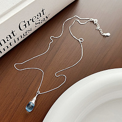 Платина Женские ожерелья из латуни с подвесками из пластика и стального синего цвета, платина, 17.72 дюйм (45 см)