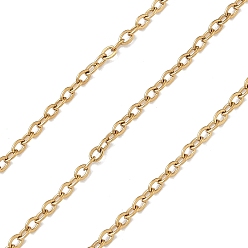 Настоящее золото 18K 304 кабельные цепи из нержавеющей стали, ионное покрытие (ip), без никеля , пайки, с катушкой, реальный 18 k позолоченный, 2.5x1.5x0.5 мм, около 32.81 футов (10 м) / рулон