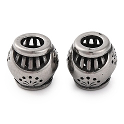 Античное Серебро 304 из нержавеющей стали европейские шарики, бусины с большим отверстием, рондель, античное серебро, 9.5x9 мм, отверстие : 4 мм