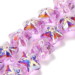 Фиолетовый Гальваническая краска для запекания стеклянные бусины нити, звезда, с покрытием AB цвета, с половиным покрытием, фиолетовые, 17x17.5x12 мм, отверстие : 1.2 мм, около 40 шт / нитка, 24.41'' (62 см)